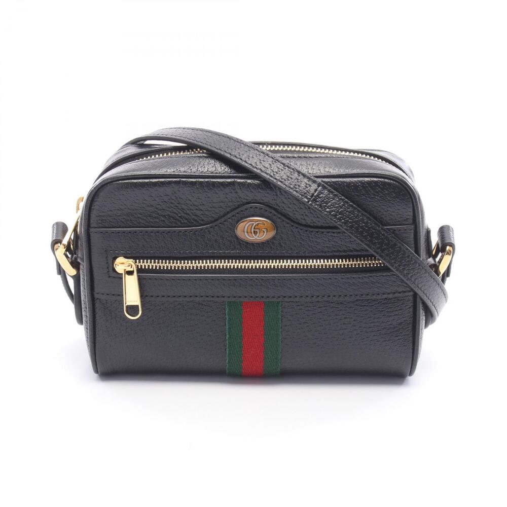 Gucci Web Stripe Ophidia Leather Multicolor Shoulder Bag Black